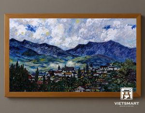 Tranh Nghệ thuật "Bầu Trời Đêm Ở Thụy Sỹ" VIETSMART ART - Sơn dầu trên toan vải 60 x 90cm