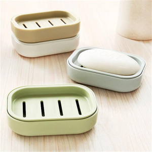 YAHOO Japanese Style Simple Thickened Drain Soap Box Square Double Layer Soap Dish With Lid