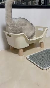 Giant Deep Cat Litter Semi-Enclosed Large Capacity Simple Cat Litter Tray Extra Large Splash-Proof Cat Microphone Accessories