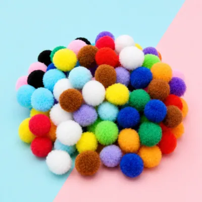 (50pcs/25pcs)Kapas Bola Bawal Seni Berwarna-warni Ball 40mm/30mm/25mm/20mm Glitter Pom Pom Balls DIY Art & Craft (1Pack)
