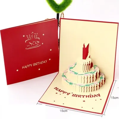 Thiệp chúc mừng sinh nhật 3D với âm nhạc nhẹ nhàng thiệp pop-up hình bánh kem sáng tạo thiệp chúc mừng sinh nhật độc đáo thiệp quà tặng cho bữa