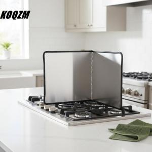 KOQZM 3 Sided Stainless Steel Oil Splatter Guard for Gas Stove Kitchen Frying Splash Shield Blocks Grease During Cooking Tasks
