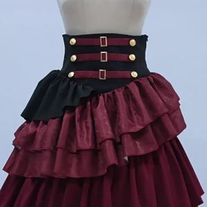 Medieval Gothic Pirate Skirt   Womens high-waisted layered cake skirt   Halloween Vintage Stage Costume