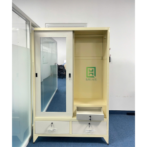 TỦ SẮT SƠN TĨNH ĐIỆN 1M2 X 1M8 X 50 – CÓ GƯƠNG – CỬA TRƯỢT – 3 TẦNG KỆ – 2 NGĂN KÉO
