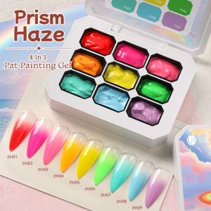 FGJHD 9-color 4IN1 Pat Ombre Gel Nail Polish High Saturation French Nail Manicure DIY French Nail Colorful Varnishes Gradient Painting Gel Women