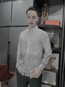 Áo sơ mi dài tay nam nữ vải đũi mát mẻ thoáng mát vải không xù phối chữ LODES bên hông cực đẹp hàng mới Menswear top áo