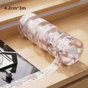 LUJIN กาวในตัว สติกเกอร์กันน้ำสำหรับอ่างล้างจานในครัว โรคราน้ำค้างที่แข็งแกร่ง กันน้ำกันน้ำได้ เทปแถบปิดผนึก มัลติฟังก์ชั่ การพิมพ์โปร่งใส สติกเกอร์ช่องว่างประตู แถบปิดผนึกอ่างอาบน้ำ