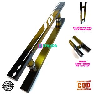 handle gagang tarikan pegangan pintu rumah minimalis pilihan panjang 33cm 45cm dan 60cm model baut tembus bahan stainless untuk pintu kayu dan kaca