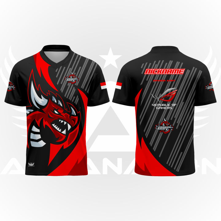 Jersey Gaming Esport Dragon Army Full Printing Gratis custom Nama