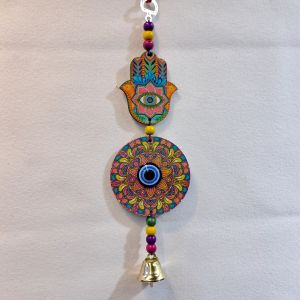 turkish Silver Horse Shoe lucky Blue Evil Eye Wall Hanging Ornament windchimes Turkish  Amulet bells sunflowers