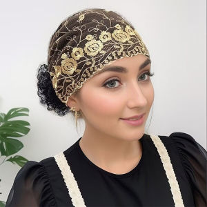 Womens Lace Hat Embroidered Turban Headband Muslim Hat Mother Hat