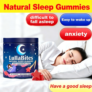 LullaBites Natural Sleep Gummies Sweet Strawberry Flavor Sleep Element (without Melatonin) 60 Gummies - Difficult to fall asleep easy to wake up anxious good sleep quality