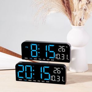 URBAG Wall-mounted Electronic Wall Clock Temperature Multi-functional Digital LED Clocks  Home Display Table Clock for Bedroom