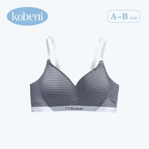 KOBENI เสื้อชั้นในผู้หญิง เจลลี่บรา เสื้อชั้นในไร้โครง ไร้ขอบ สวมใส่สบาย ลายสก็อตสีพาสเทล น่ารักมาก