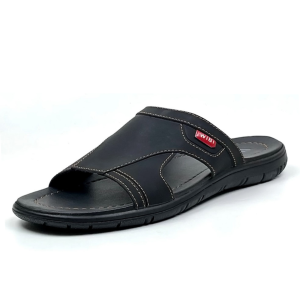 WIBI S12-03 Sandal Slide Kulit Slop Pria Dewasa Hitam Size 39 - 43
