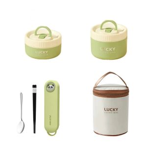 NSONLA 304 Stainless Steel Thermal Lunch Box Stackable Double Layer Food Container Dinnerware Leakproof Soup Bowl Student
