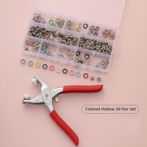 100PCS 10 Colors Metal Snap Button Set Colorful Hollow Five-Claw Buckle Installation Tool Set Infant Adults Children Snap Button