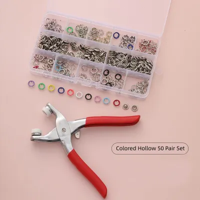 100PCS 10 Colors Metal Snap Button Set Colorful Hollow Five-Claw Buckle Installation Tool Set Infant Adults Children Snap Button