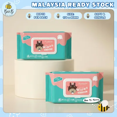 [80 Pcs] Portable Premium Baby Wet Wipes Tissue Alcohol Free Wet Tissue Baby Hand Wipes Anti Bacterial Hand Wipes BTP