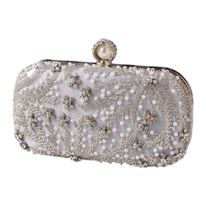 Shimmering Rhinestones Decorated Crossbody Bag Beaded Detailing Lightweight Design Spacious Interior For Dinners Celebrations