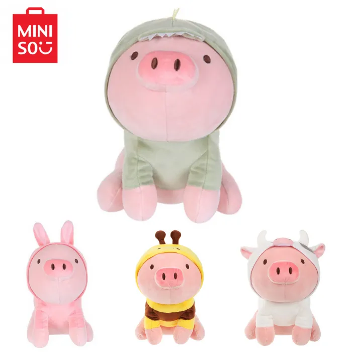 Miniso Sitting Piglet Pig Plush Toy with Hoodie Bee/Cow/Dinosaur
