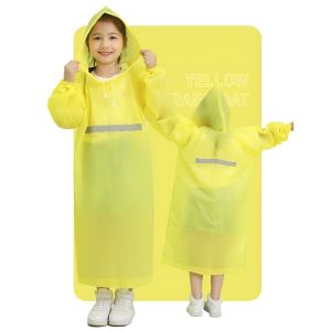 Kids Rain coat Hooded EVA Raincoat Front and Rear Reflective Raincoat Full Body Thick Hat Rope Portable Childrens Safe Night Light Raincoat