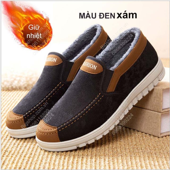 Giày lười giữ nhiệt nam với lớp bông giữ nhiệt bên trong, loại tốt ...