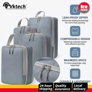 4 Set Waterproof Compression Packing Cubes Expandable Travel Luggage Organizer for Organizing Clothes