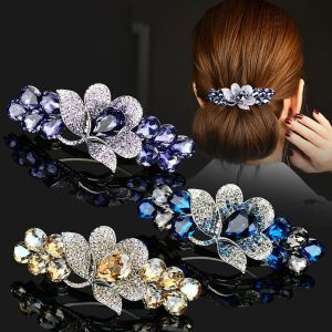 hair clamp for women Geometric Sweet Headwear Tulip Crystal Flower Women Hair Clips Hairpins Korean Barrettes Spring Clips