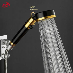 [Free Gift & Laguna shipment] Yswl 360 Rotated High Pressure Shower Head With Filter Water Saving Flow One-key Water Stop Aviation Aluminum Shower Nozzle for bathroom set Universal