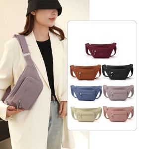 TIMIA Solid Color Nylon Crossbody Bag Portable Lightweight Mobile Phone Bag Cusual Adjustable Strap Middle Aged Tote Bag