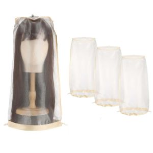 SUTONGXUE 3Pcs Có thể điều chỉnh Bảo quản mũ tóc giả có dây rút Di động Túi đựng tóc giả du lịch Thoáng khí Túi đựng tóc giả Vỏ chống bụi cho tóc giả để bảo vệ tóc giả