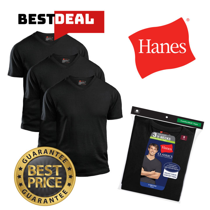 Hanes black v clearance neck