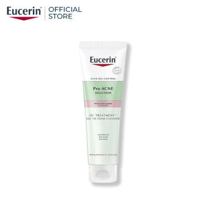 Eucerin Pro ACNE Solution 3X Treatment Gel To Foam Cleanser Oil Control Anti Blemish Reduce Breakouts Fade Post Acne Dark Marks Shrink Enlarged Pores Remove Excess Sebum Gentle Non Tightening Acne Prone Skin Daily Facial Washing Cleanser