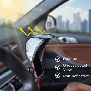 OOC Compact Size Car Mobile Phone Sunshade Adjustable Angle Silver-Coated Fabric Phone Umbrella Universal Fitment Glare Blocking Phone Sun Shield Motorcycle Accessory