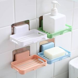 Random Color Seamless Stick Bathroom Soap Dish Wall Mount Hook Soap Holder Easy Installation