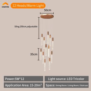 【RNG-LIGHTING】 Crystal Staircase Chandelier Long Pendant Light Ceiling Light Stair Chandelier