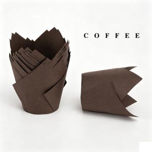50Pcs Cake Paper Cups Tulip Muffin Cupcake Heat Resisting Muffin Cups Oilproof Cupcake Liner Bakeware Baking Cups for Wedding Party