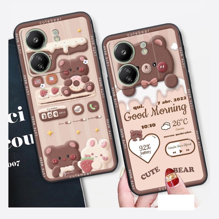 Ốp lưng Xiaomi REDMI 13C/ POCO C65  in hình Gấu nâu - hồng, Gấu Be@rick  cực CUTE, DỄ THƯƠNG