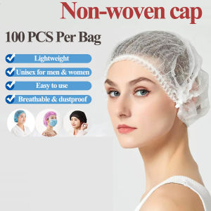 100 Pieces Disposable Hair Head Cover Cap Net Non Woven Cap Universal Size Hair Cap
