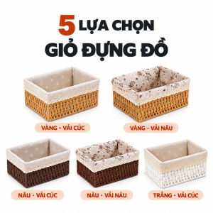 Giỏ Đựng Đồ ANKAN Đan Sợi Giấy Lót Vải Vintage Nhiều Màu Và Kích Thước Đựng Mỹ Phẩm Đồ Gia Dụng