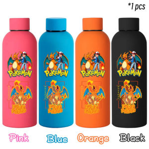 for Poke mon 500ML Gourde Stainless Steel Thermos Cup 4color Double Layer Vacuum Rubber Paint Sport Small Mouth Ice Water Bottle