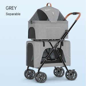 【Ready Stock】BELLO Double Pet Strollers twins Dog Cat Lightweight Foldable Portable Detachable separable Pet Cart Car Carrying Dog Cat Double Layer Bag carrier trolley