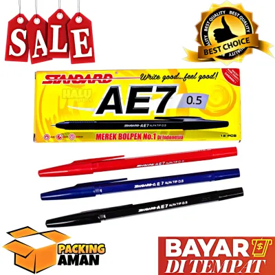 (BISA COD) PROMO 12 Pcs Standard Pen / Pulpen / Pena / Bolpen AE7 Alfatip