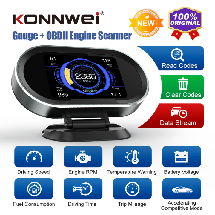 Smart Car Fault Scanner KW206 OBD2 Diagnostic Tool with Digital Speedometer & Al
