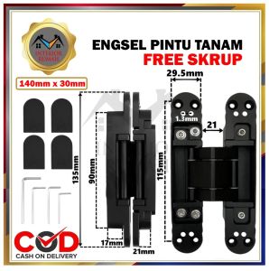 Engsel Tanam Pintu Invisible Hinges Engsel Door Hinge Engsel Tanam Tersembunyi Hitam