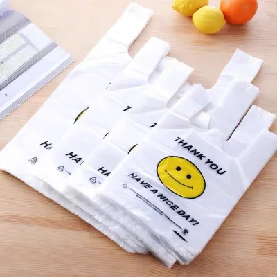 (40pcs/pack)Thank You Printed Lovely Smile Shopping Bags Supermarket Plastic Bag With Handle