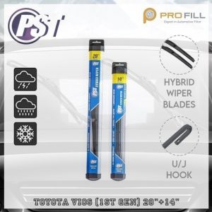 PST Hybrid Wiper Blade Set [Rubber Type] - Toyota Vios (1st Gen) 20"+14"