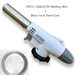 Mitch168 10PCS 1.6Mx25CM Aluminum Welding Rod Wire + Electronic Flame Gun Torch Adapter Combo Set