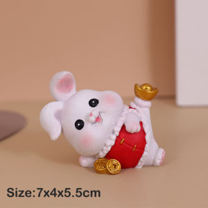 【H & L Welcomebaby】Zodiac Rabbit Ornament Mascot Resin Ornament Cartoon Wind Cute Naughty Bunny Lucky Doll Car Decoration Home Decoration Crafts Creative Gift 兔年吉祥物